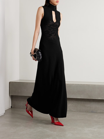 Victoria Beckham Cutout stretch-knit turtleneck gown