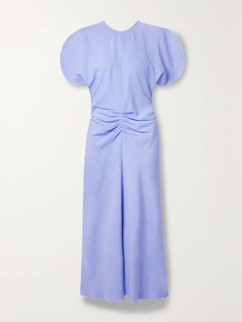 Victoria Beckham Gathered Woven Midi Dress - UK 16