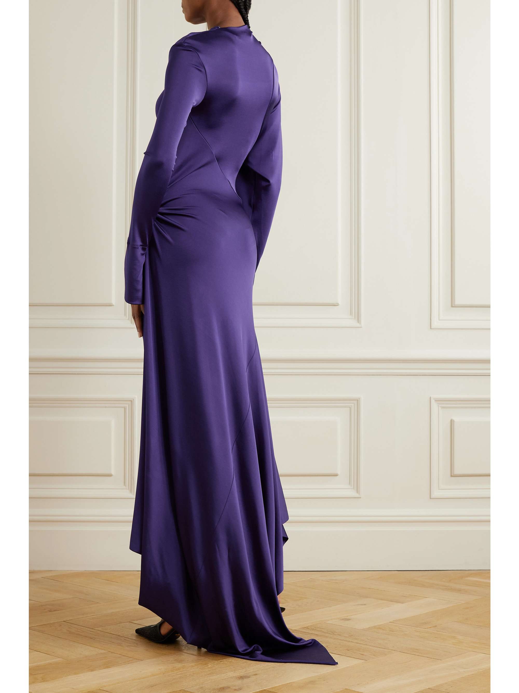 VICTORIA BECKHAM Asymmetric cutout gathered glossed-jersey VICTORIA BECKHAM Asymmetric cutout gathered glossed-jersey