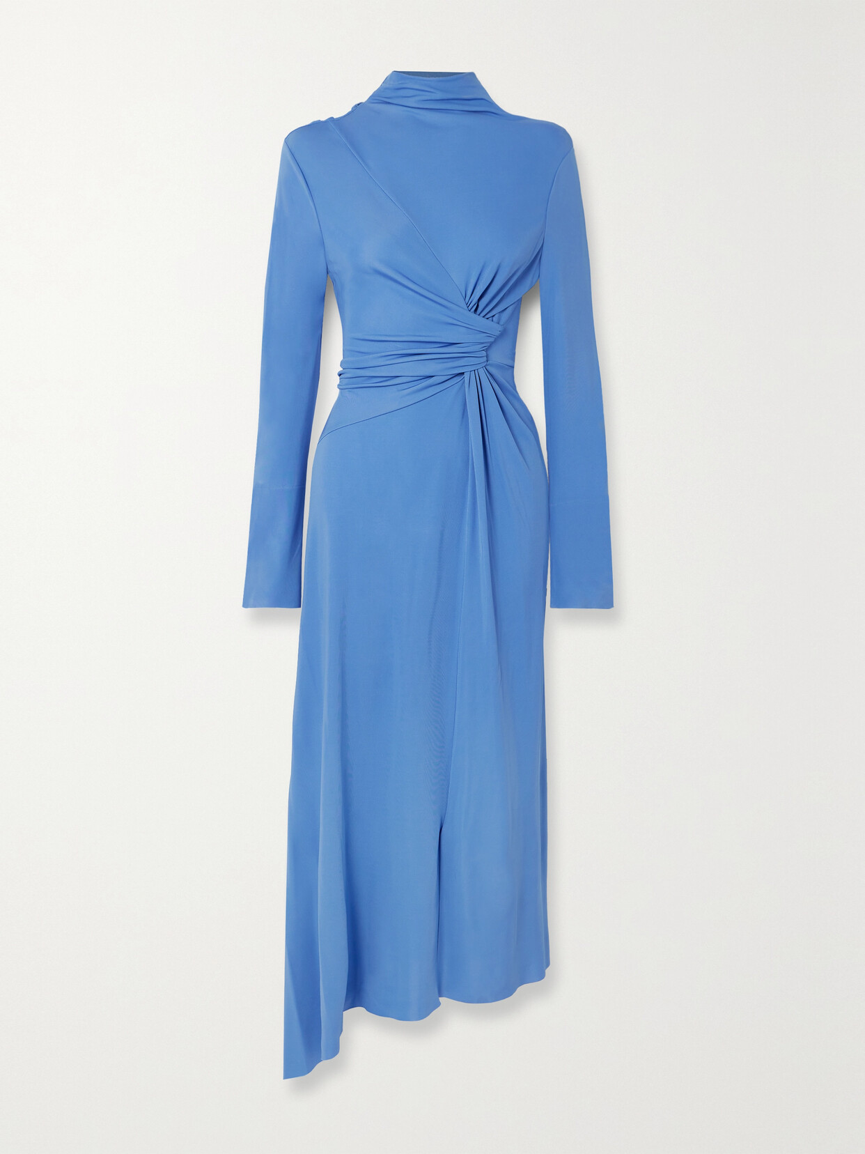 Victoria Beckham - Asymmetric Twist-front Jersey Midi Dress - Blue