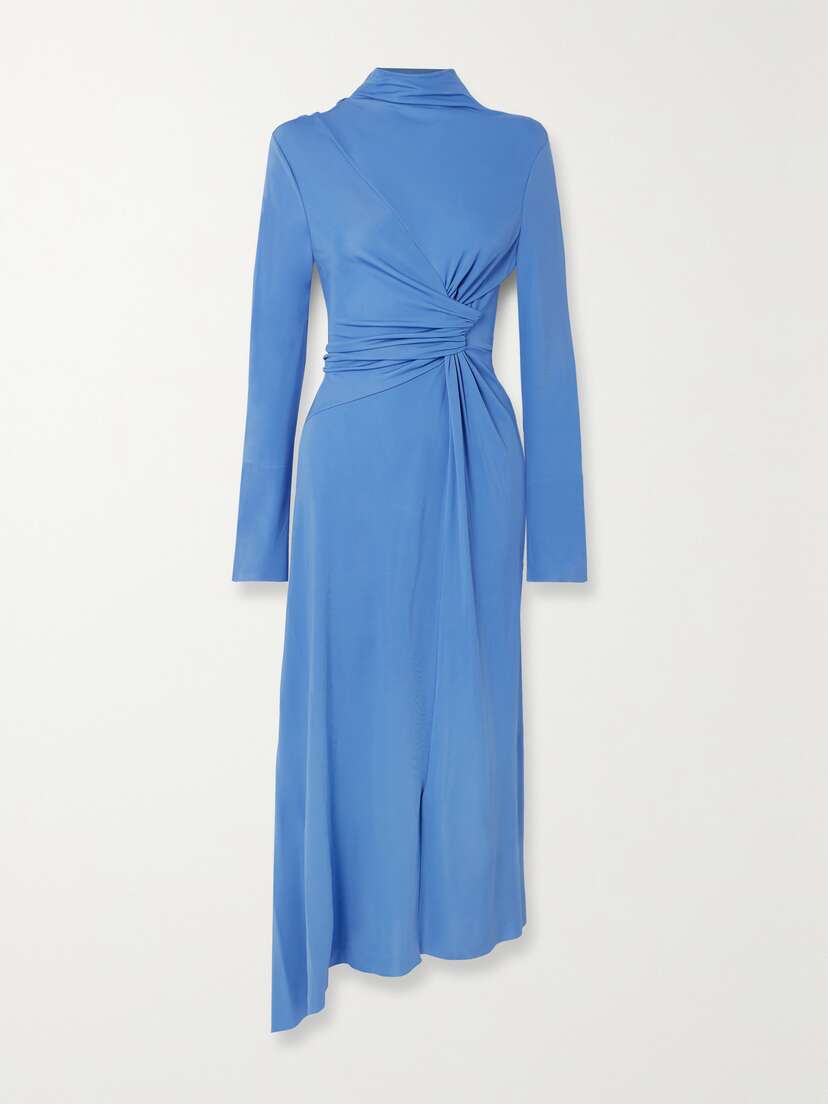 Victoria Beckham Asymmetric Twist-front Jersey Midi Dress
