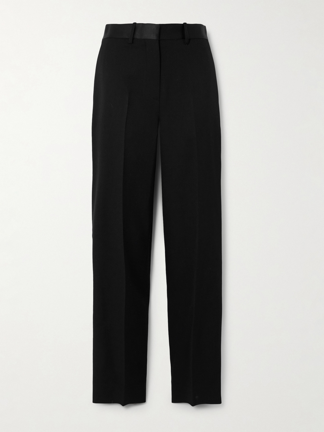 Victoria Beckham - Satin-trimmed Grain De Poudre Straight-leg Pants - Black