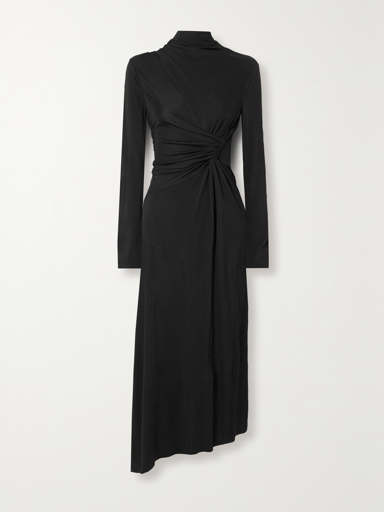 Victoria Beckham Asymmetric Twist-front Jersey Midi Dress - Black