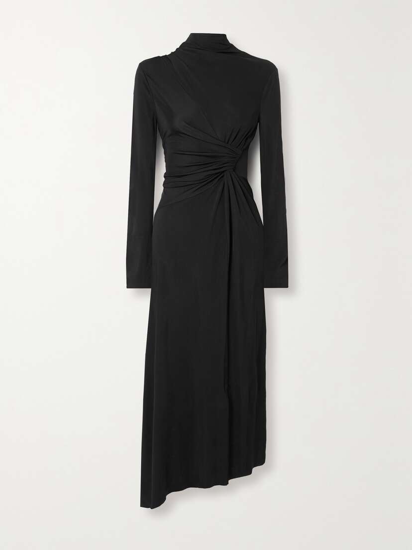 Victoria Beckham Asymmetric Twist-front Jersey Midi Dress - UK 16