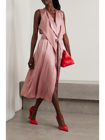 Victoria Beckham Cutout hammered-satin midi wrap dress