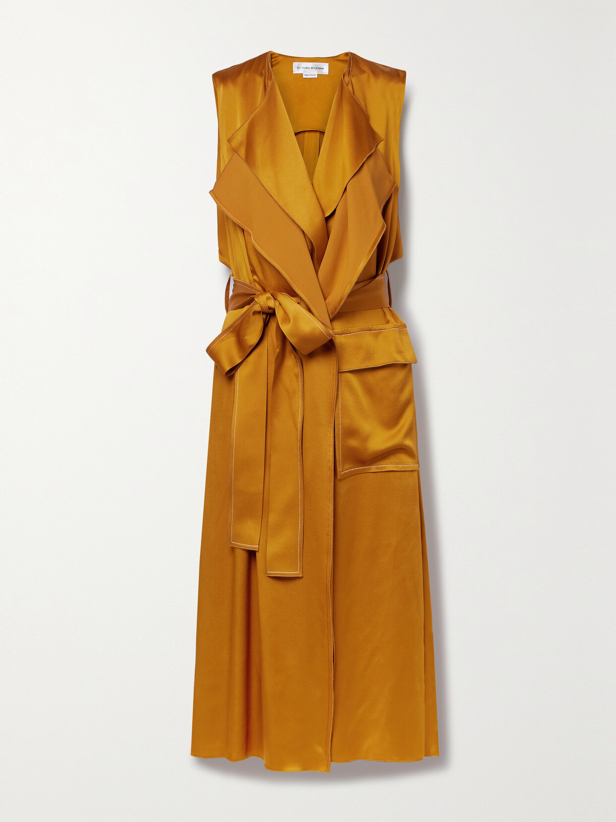 Victoria Beckham - Cutout Hammered-satin Midi Wrap Dress - Gold