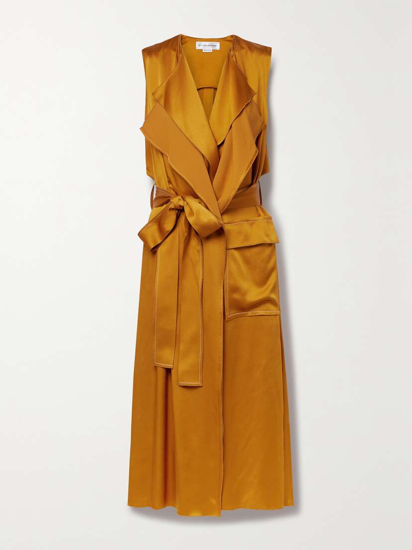 Victoria Beckham Cutout Hammered-satin Midi Wrap Dress