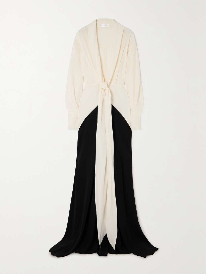 Victoria Beckham Two-tone Draped Silk Gown - UK 16