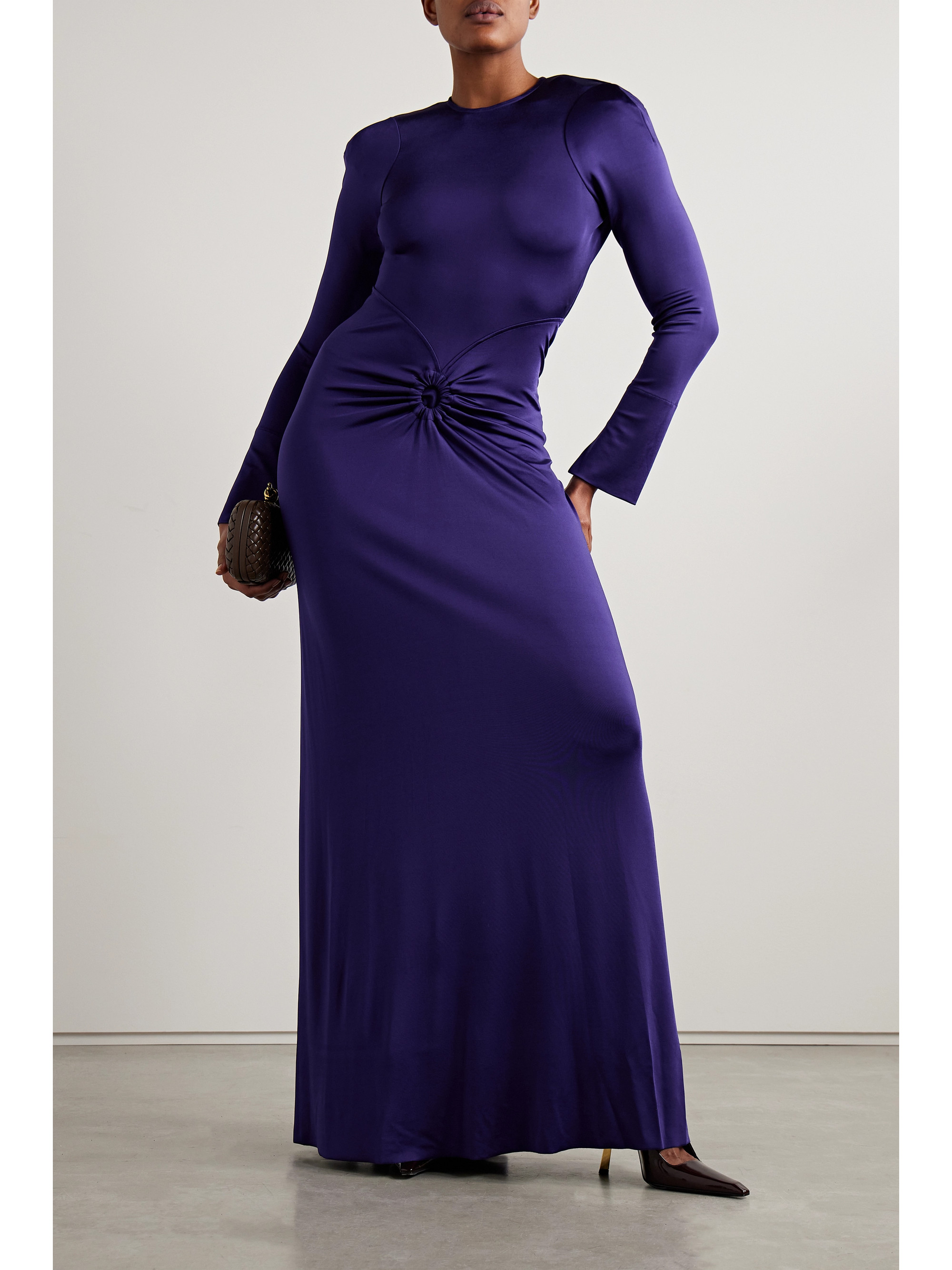 Victoria Beckham Open-back gathered stretch-satin jersey gown