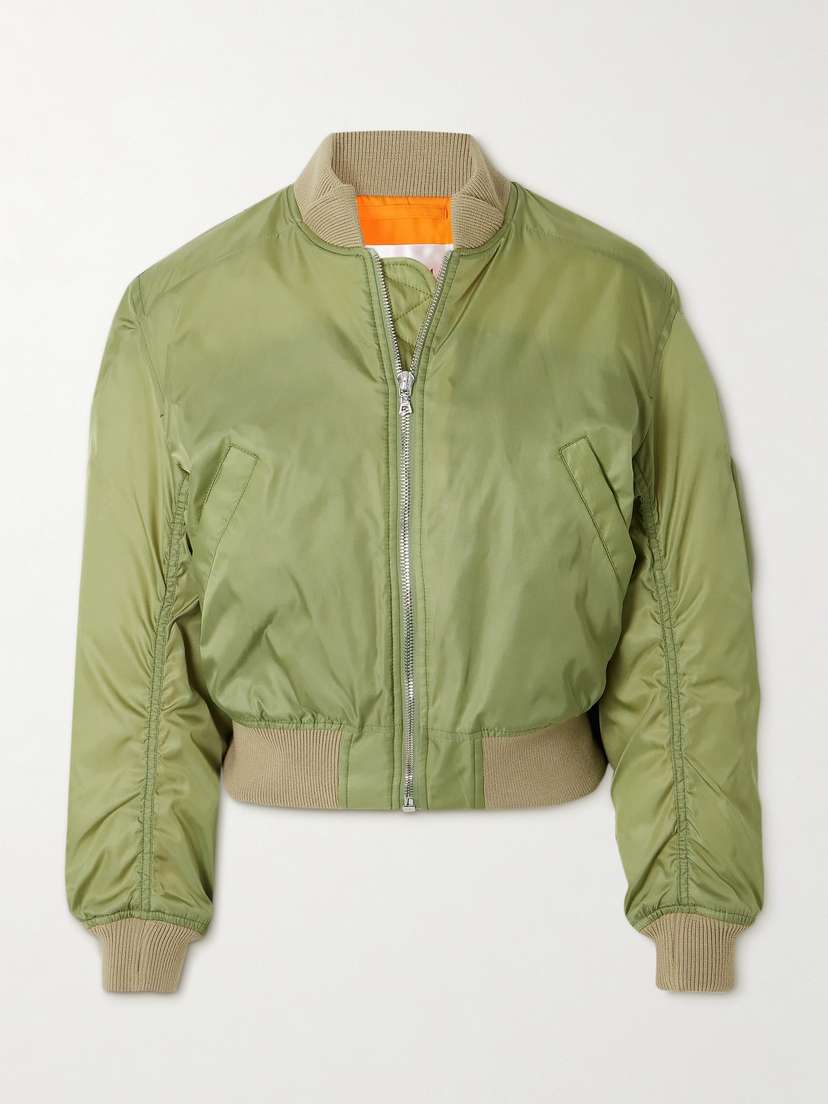 Victoria Beckham Cropped Padded Shell Bomber Jacket
