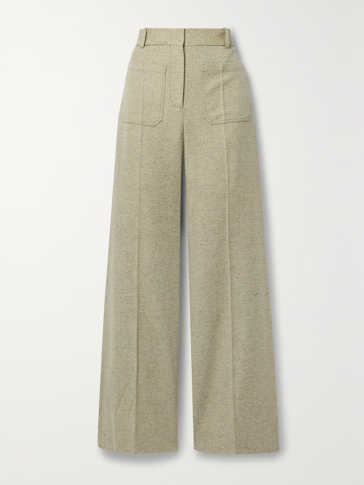 Victoria Beckham Alina Wool-blend Twill Wide-leg Pants - Green