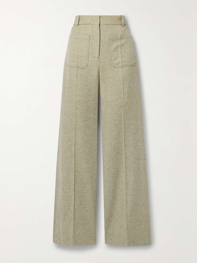 Victoria Beckham Alina Wool-blend Twill Wide-leg Pants - UK 14