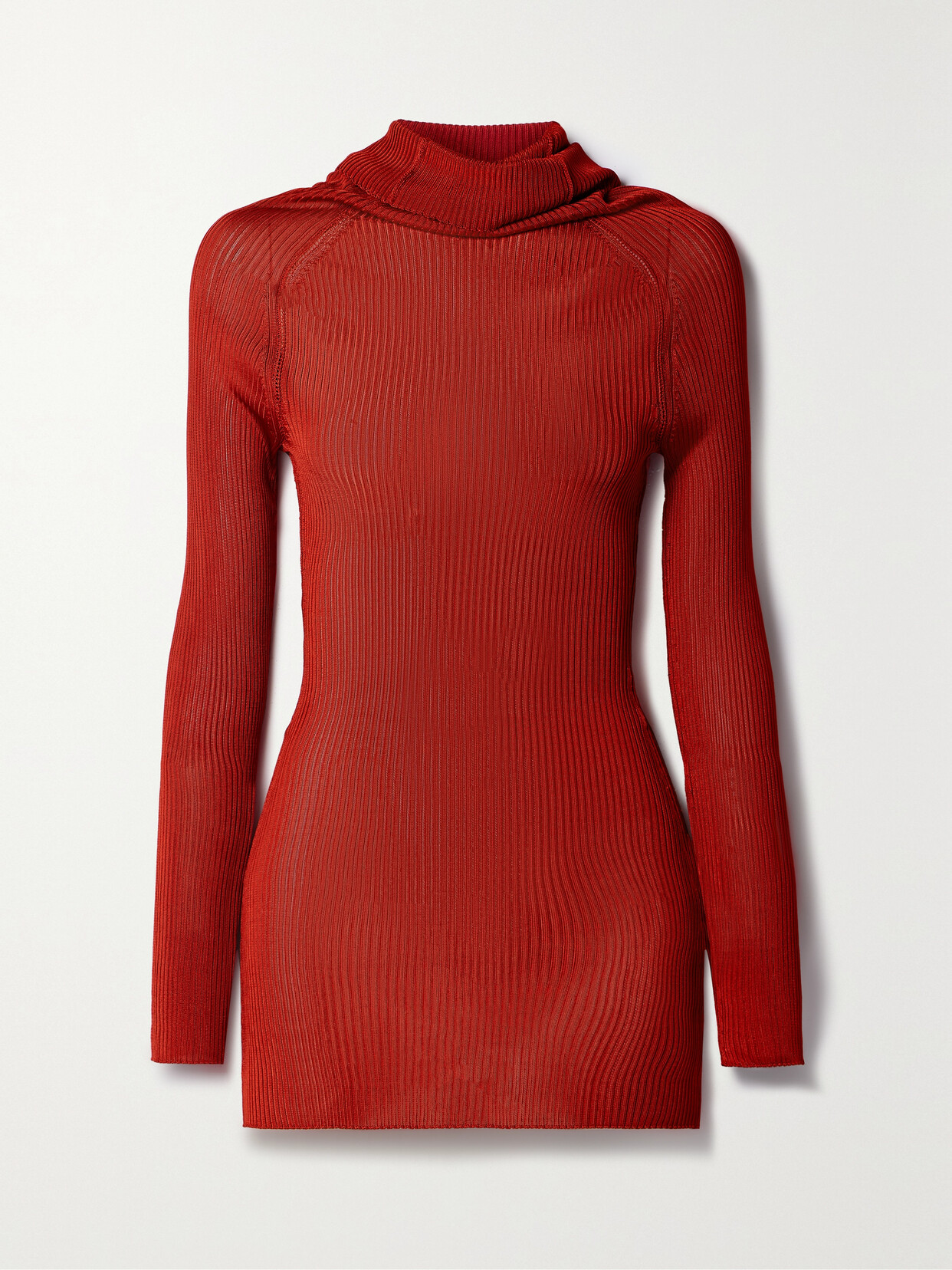 Victoria Beckham Ribbed-knit Turleneck Top In Red