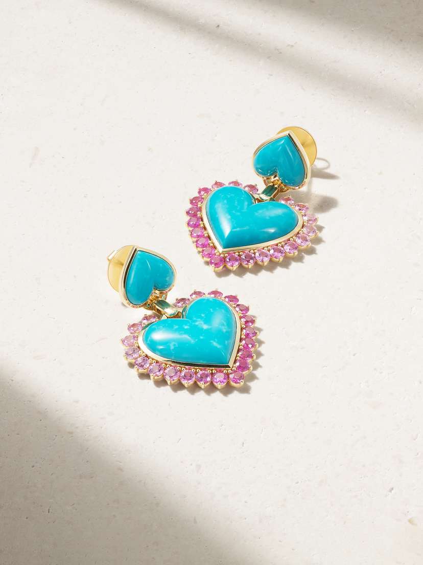 Emily P. Wheeler + Net Sustain Queen Of Hearts 18-karat Recycled Gold, Turquoise And Sapphire Earrings