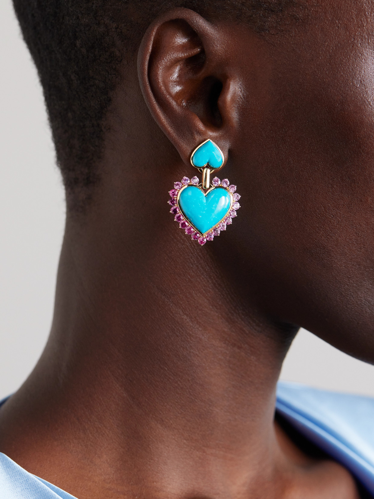 Emily P Wheeler + Net Sustain Queen Of Hearts 18-karat Recycled Gold, Turquoise And Sapphire Earrings In Gold