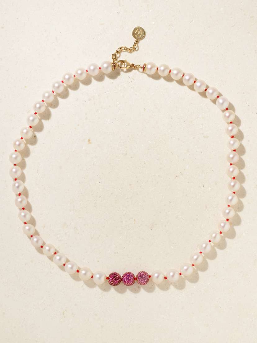 Emily P. Wheeler + Net Sustain The Layering Pearls 18-karat Recycled Gold, Peal And Sapphire Necklace