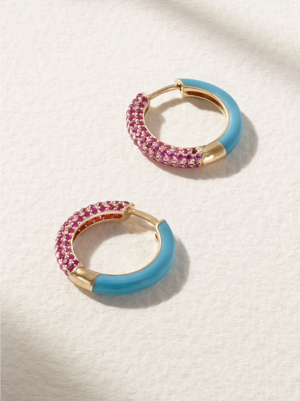 Emily P. Wheeler - + Net Sustain Duo 18-karat Recycled Gold, Sapphire, Ruby And Enamel Hoop Earrings - One size