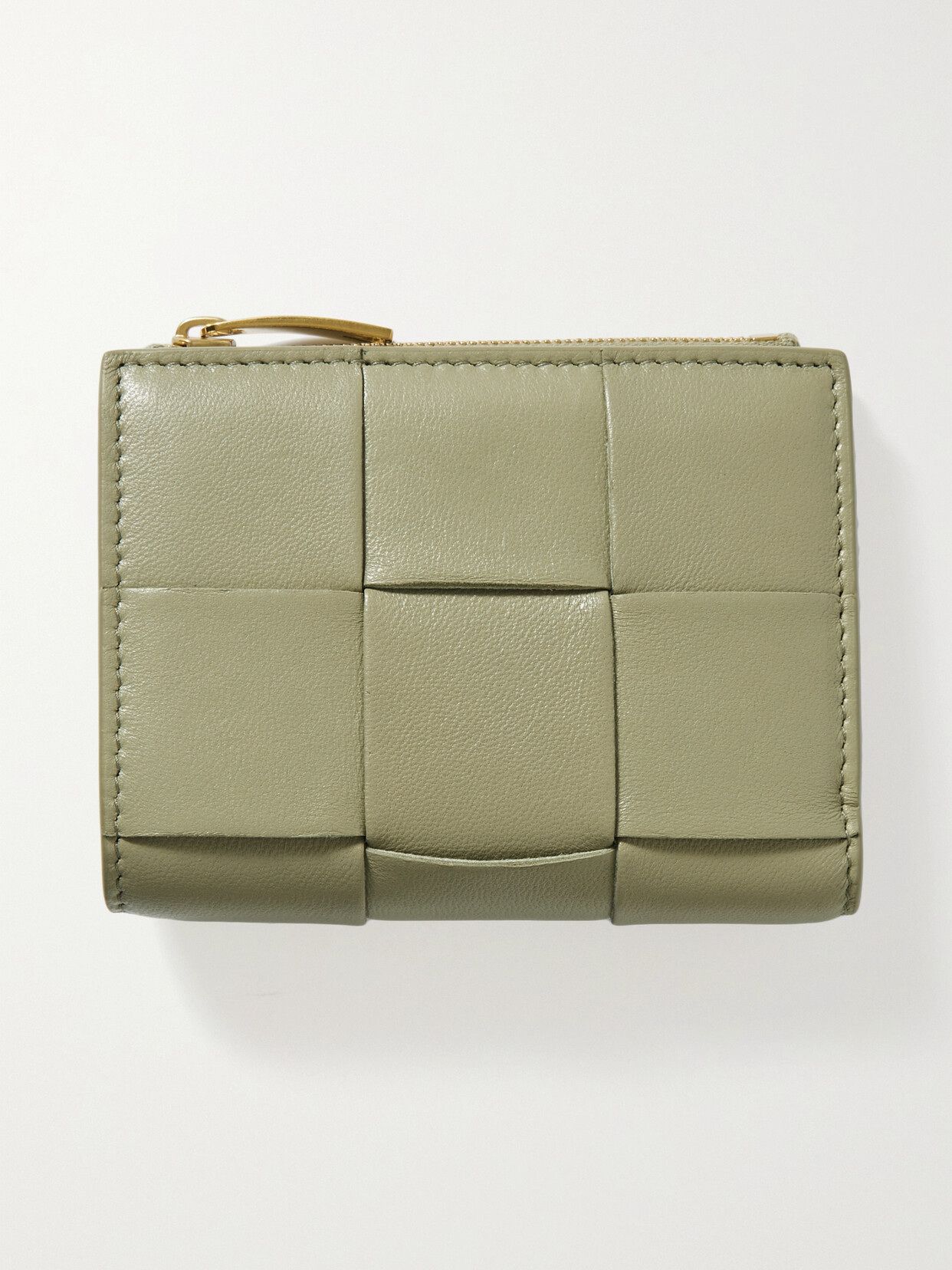 Bottega Veneta Cassette Intrecciato Leather Wallet In Neutrals