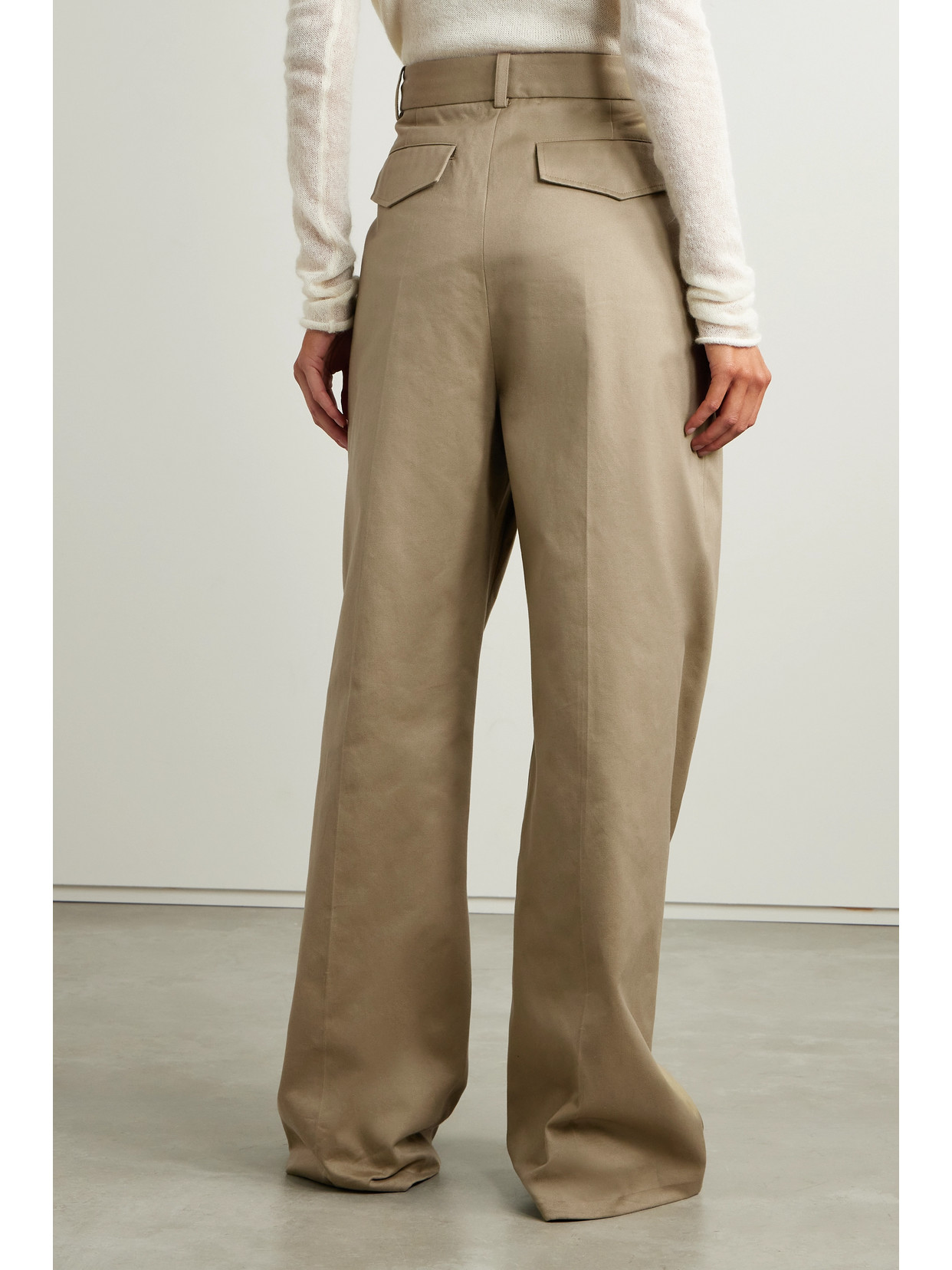 Nili Lotan Johan Cotton-twill Wide-leg Pants In Neutrals