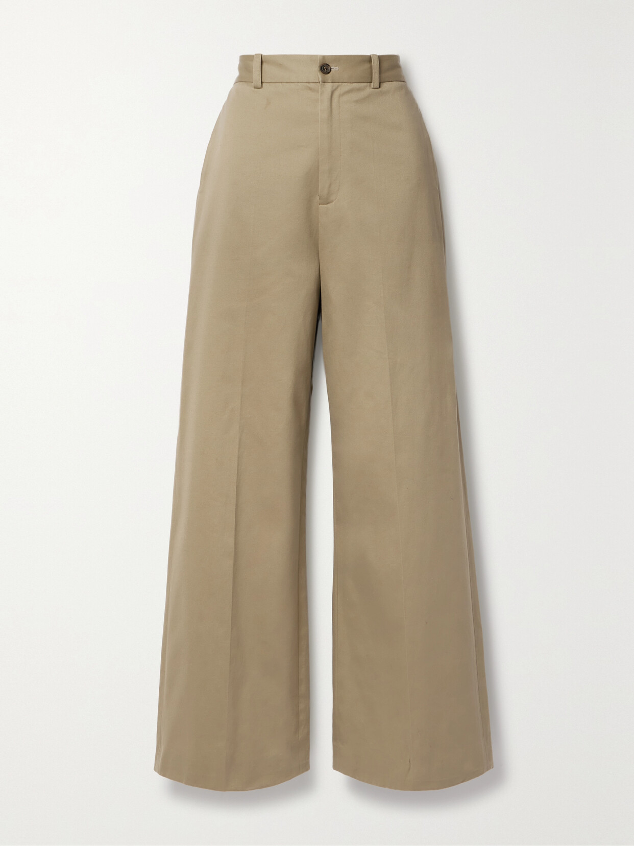 Nili Lotan Johan Cotton-twill Wide-leg Trousers In Neutrals