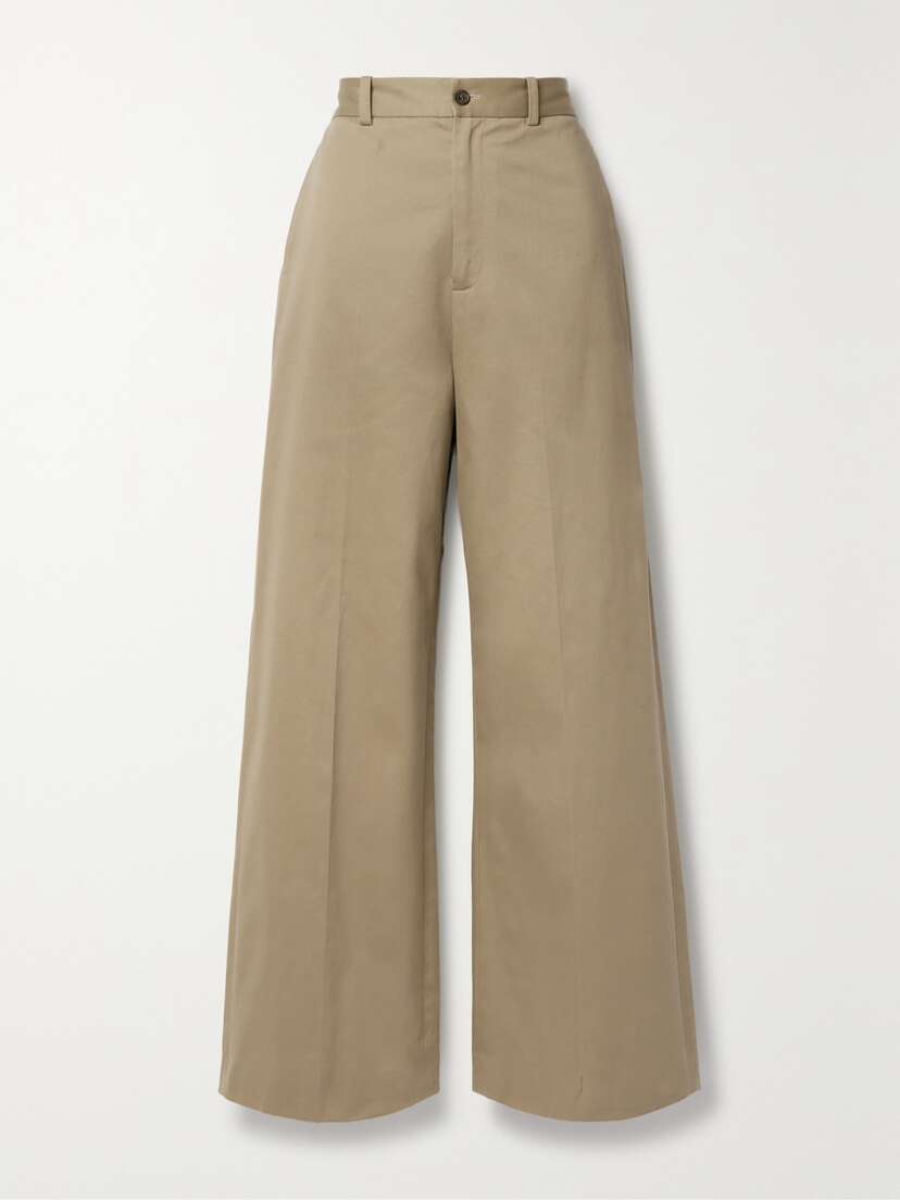 Nili Lotan Johan Cotton-twill Wide-leg Pants