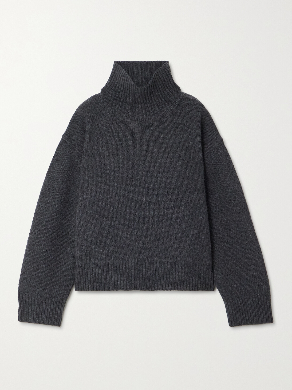 Nili Lotan Omaira Wool Turtleneck Sweater In Dark Charcoal Melange