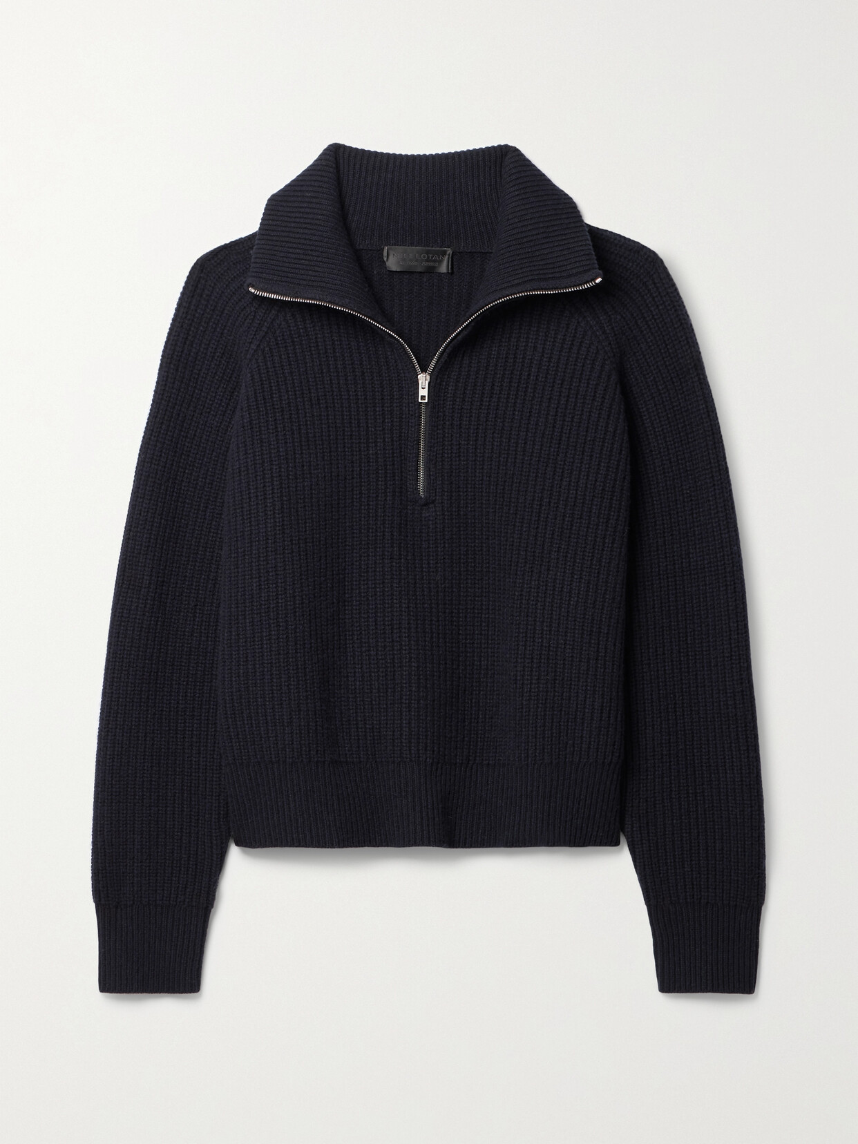 Nili Lotan Garza Ribbed Cashmere Half-zip Sweater - Blue
