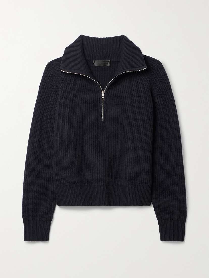 Nili Lotan Garza Ribbed Cashmere Half-zip Sweater