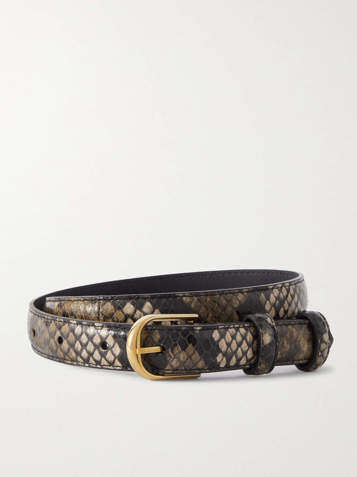 NILI LOTAN JANE SNAKE-EFFECT LEATHER BELT