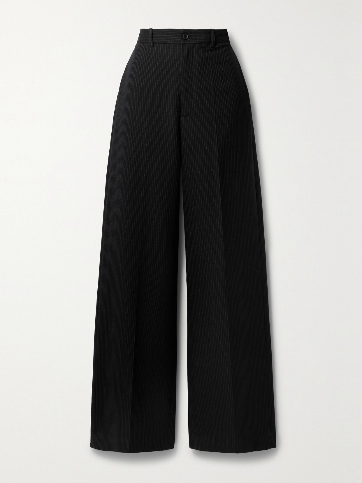 Nili Lotan Johan Pinstriped Wool-twill Wide-leg Pants In Black