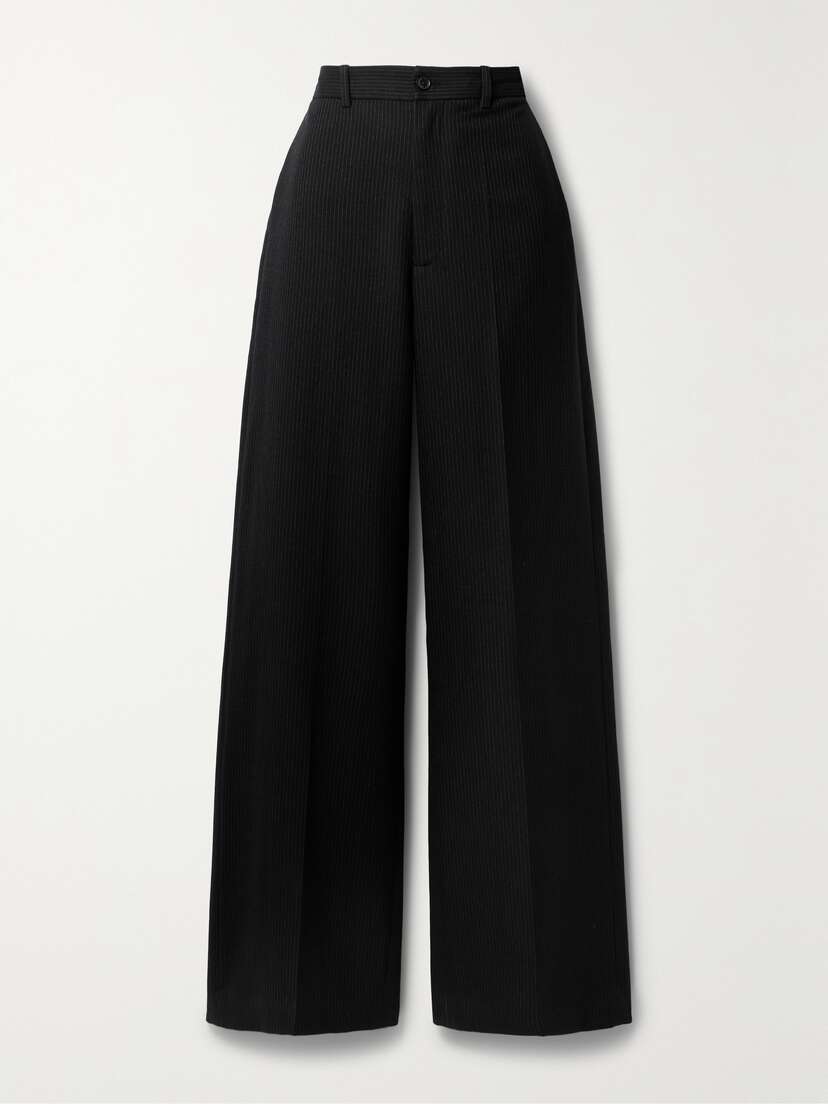 Nili Lotan Johan Pinstriped Wool-twill Wide-leg Pants