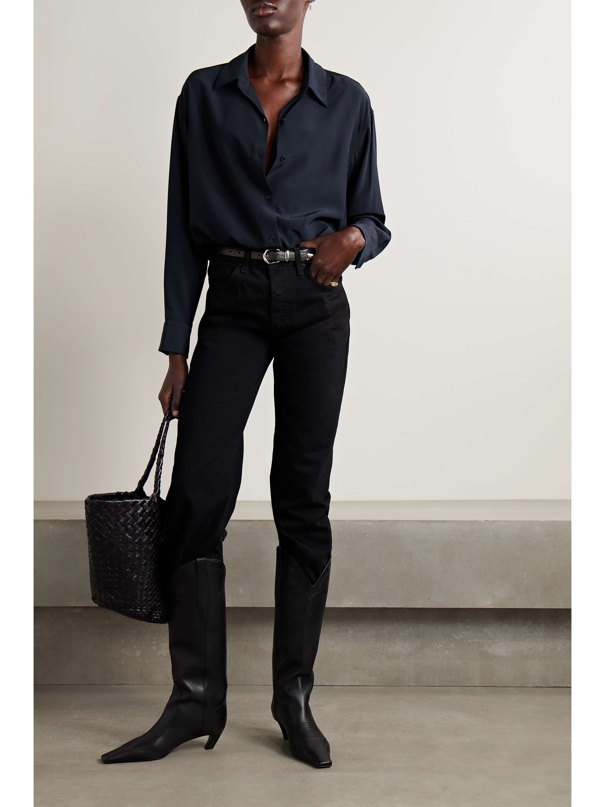 NILI LOTAN Julien silk crepe de chine shirt