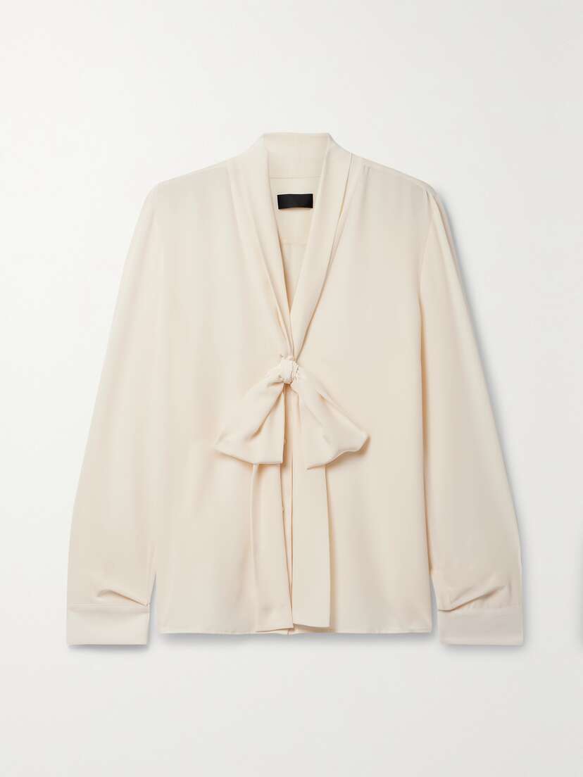 Nili Lotan Angelique Tie-neck Silk Crepe De Chine Blouse - x large
