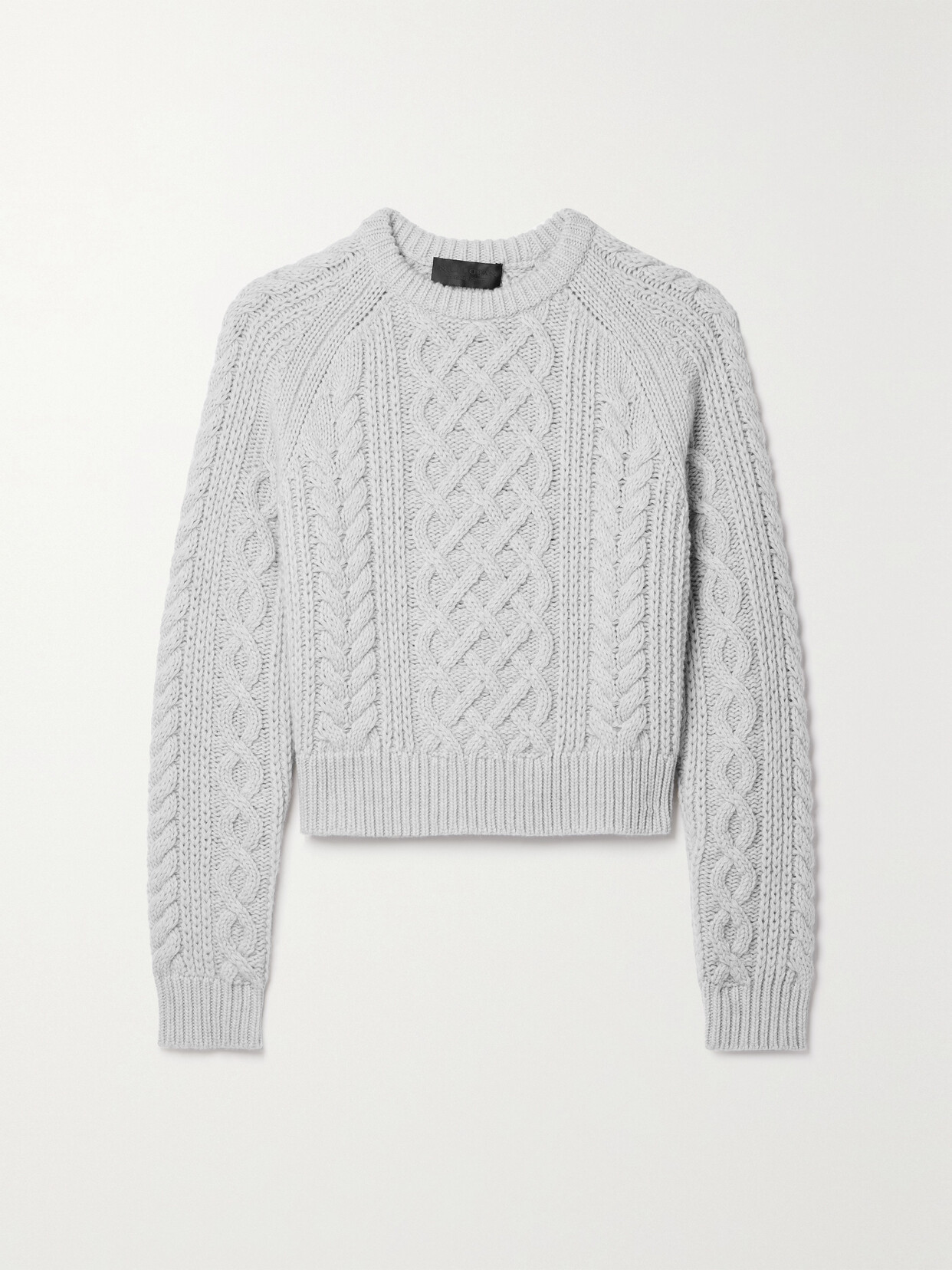 NILI LOTAN CORAS CROPPED CABLE-KNIT WOOL SWEATER