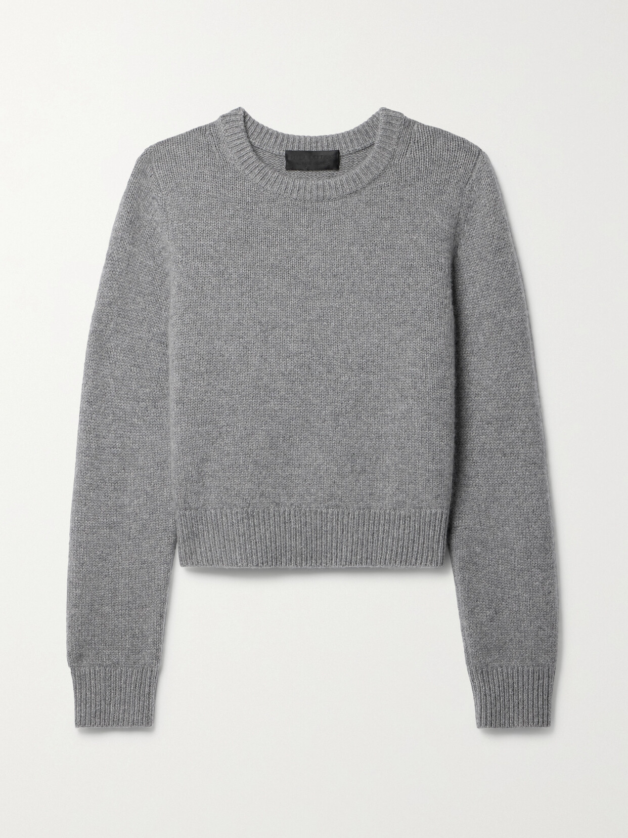 Shop Nili Lotan Poppy Cropped Brushed Cashmere Sweater In Gray