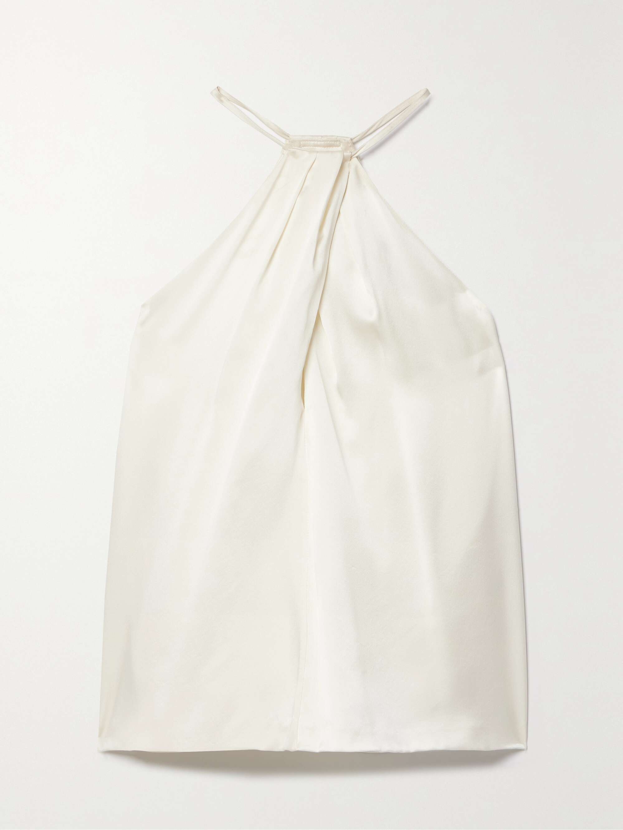 NILI LOTAN Edwige gathered silk-satin halterneck top | NET-A-PORTER