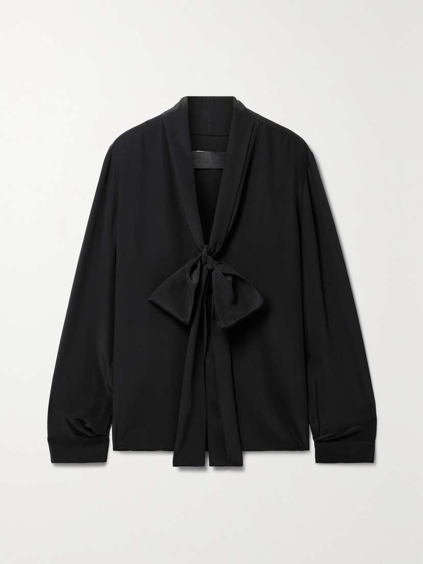 Nili Lotan Angelique Tie-neck Silk Crepe De Chine Blouse - x large