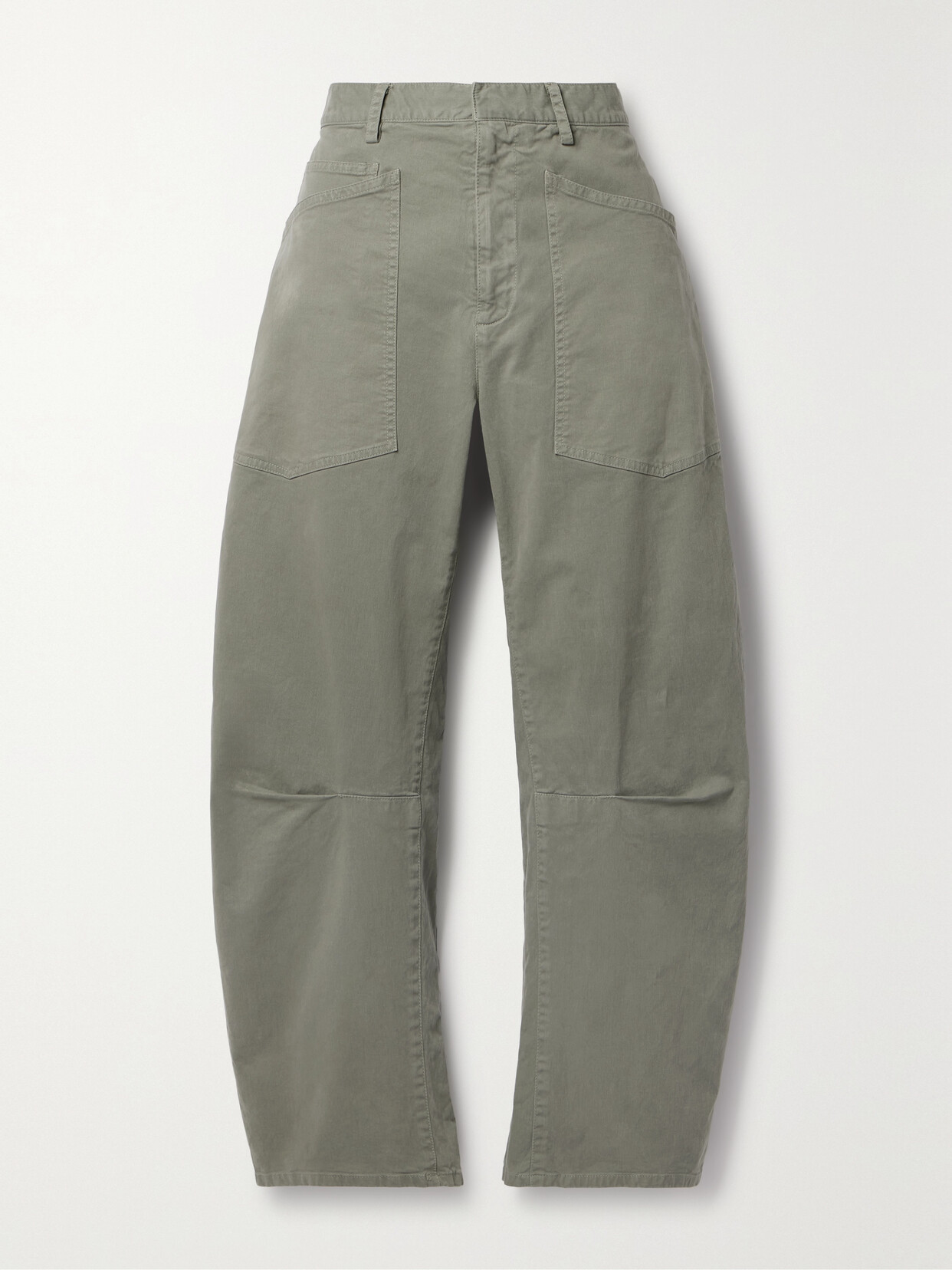 Nili Lotan Shon Cotton-blend Twill Tapered Pants In Green