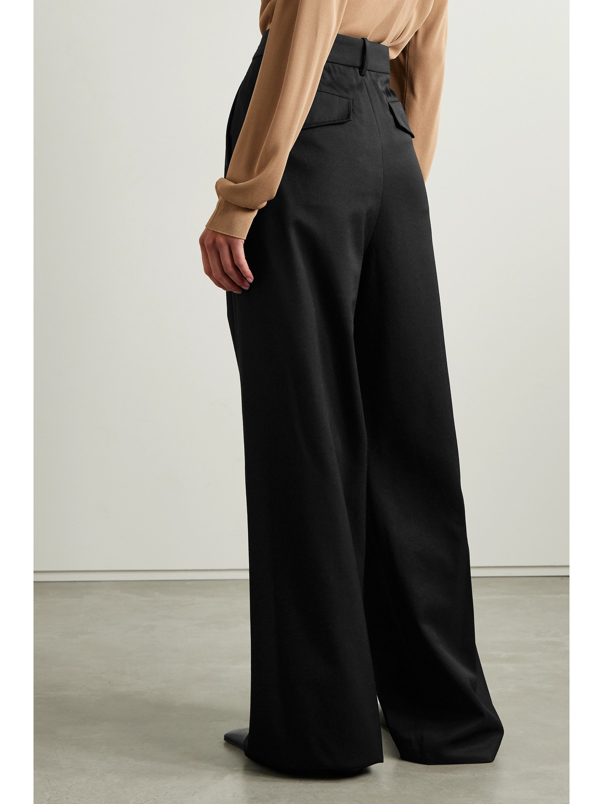 Shop Nili Lotan Johan Wool-twill Wide-leg Pants In Black