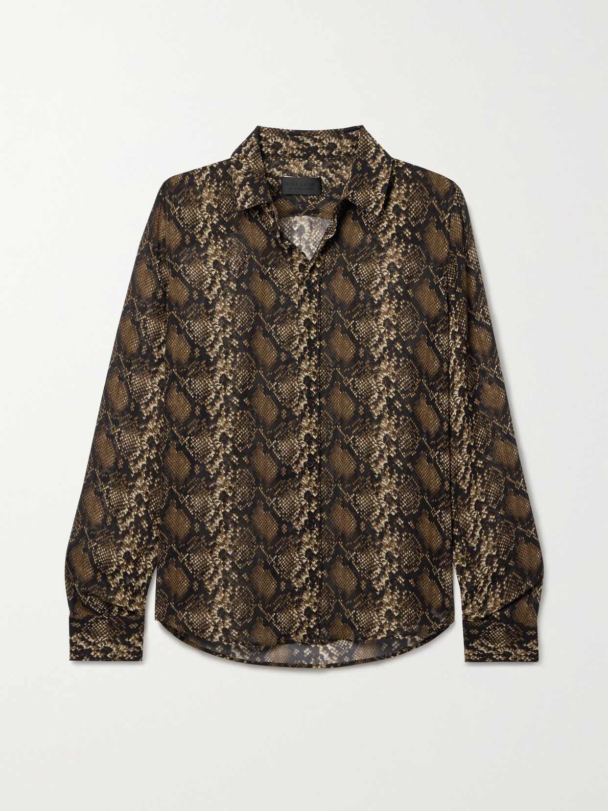 Nili Lotan Gaia Snake-print Silk-chiffon Shirt In Neutrals