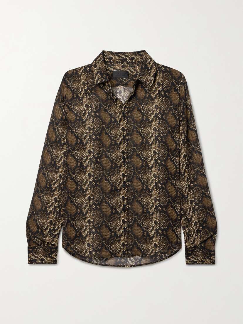 Nili Lotan Gaia Snake-print Silk-chiffon Shirt - x large