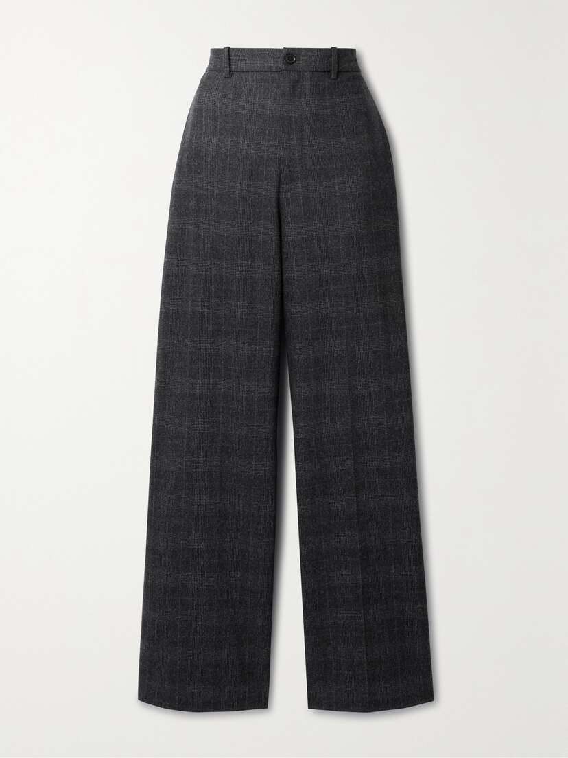 Nili Lotan Johan Prince Of Wales Checked Wool And Cashmere-blend Wide-leg Pants