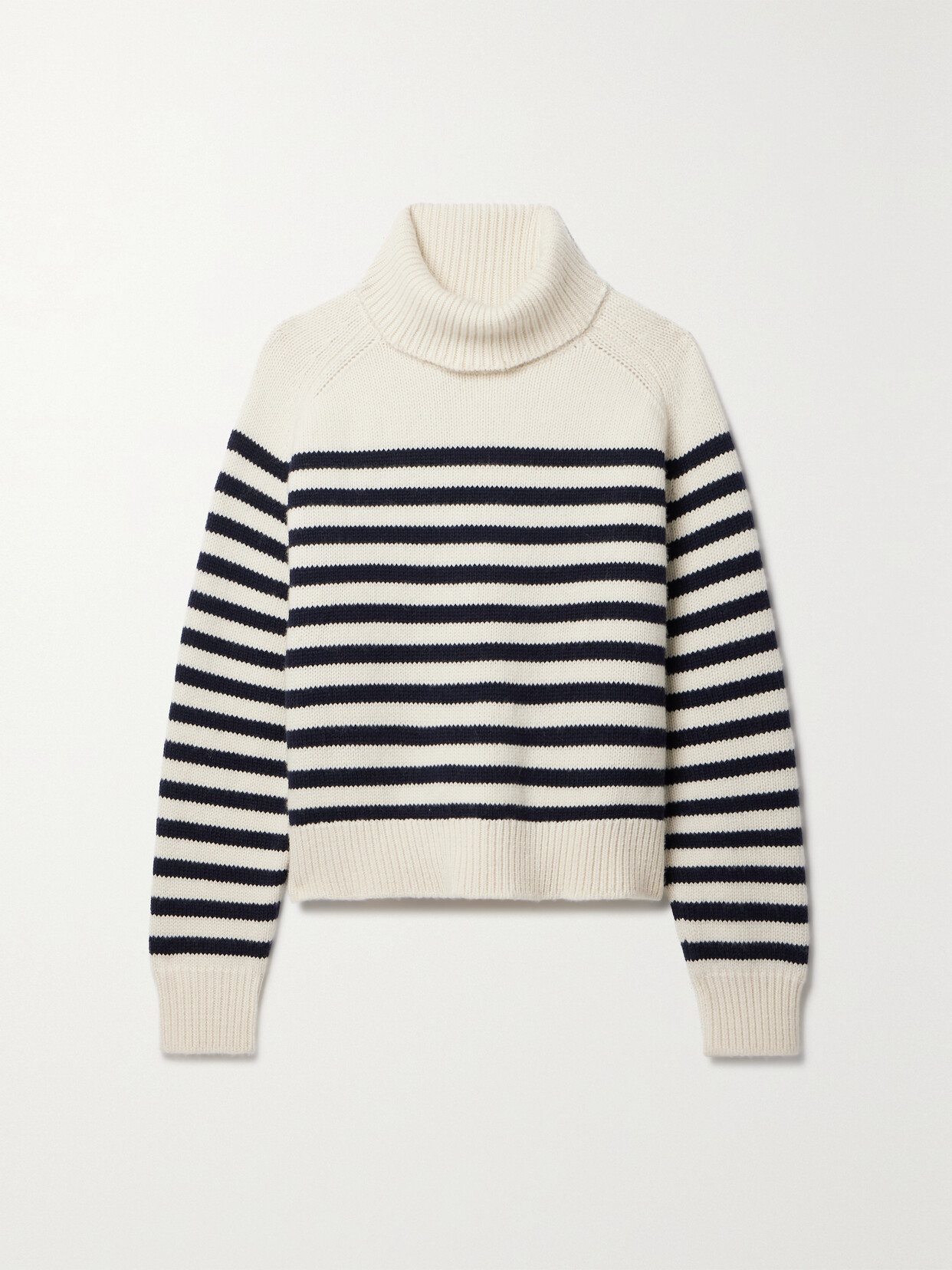 Nili Lotan Gideon Striped Merino Wool And Cashmere-blend Turtleneck Sweater - Ivory