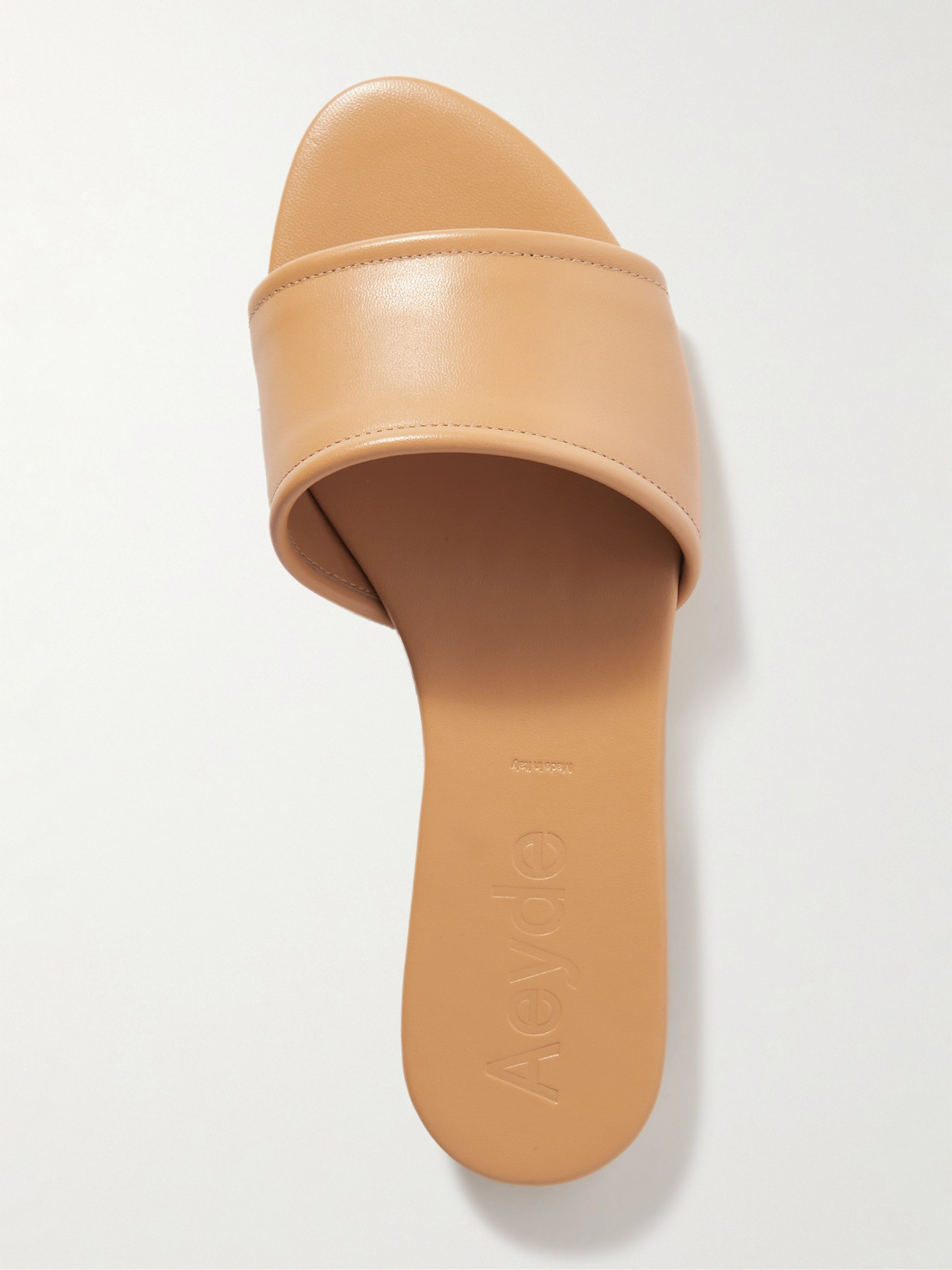 Aeyde 10mm Sumi Flat Leather Slide Sandals In Neutrals