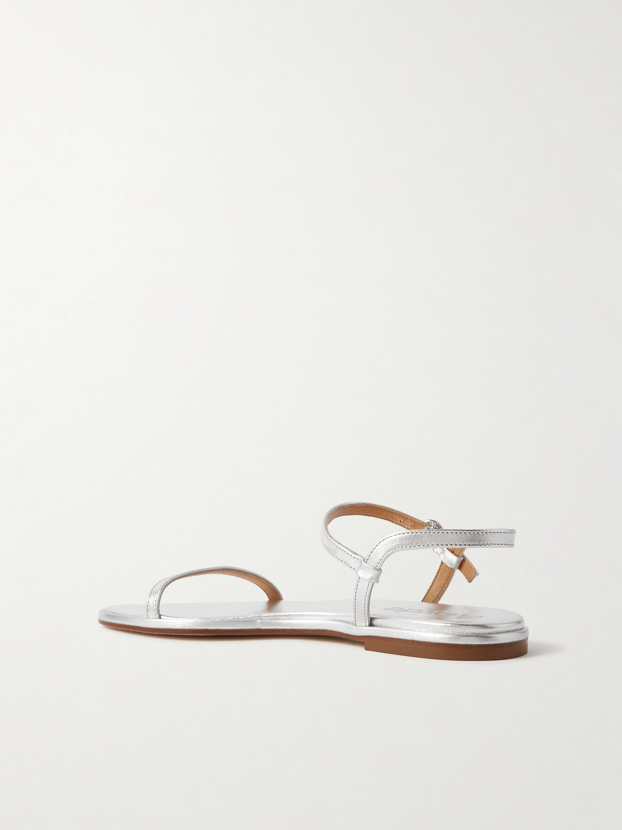 Shop Aeyde Nettie Metallic Leather Sandals In Silver