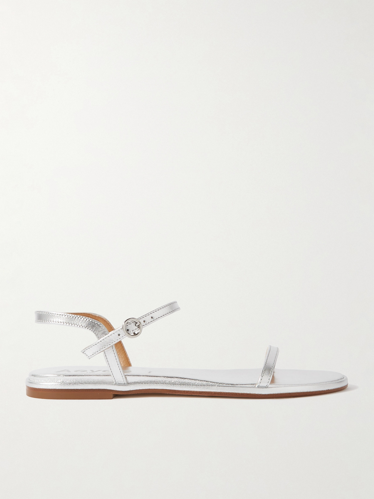 Shop Aeyde Nettie Metallic Leather Sandals In Silver