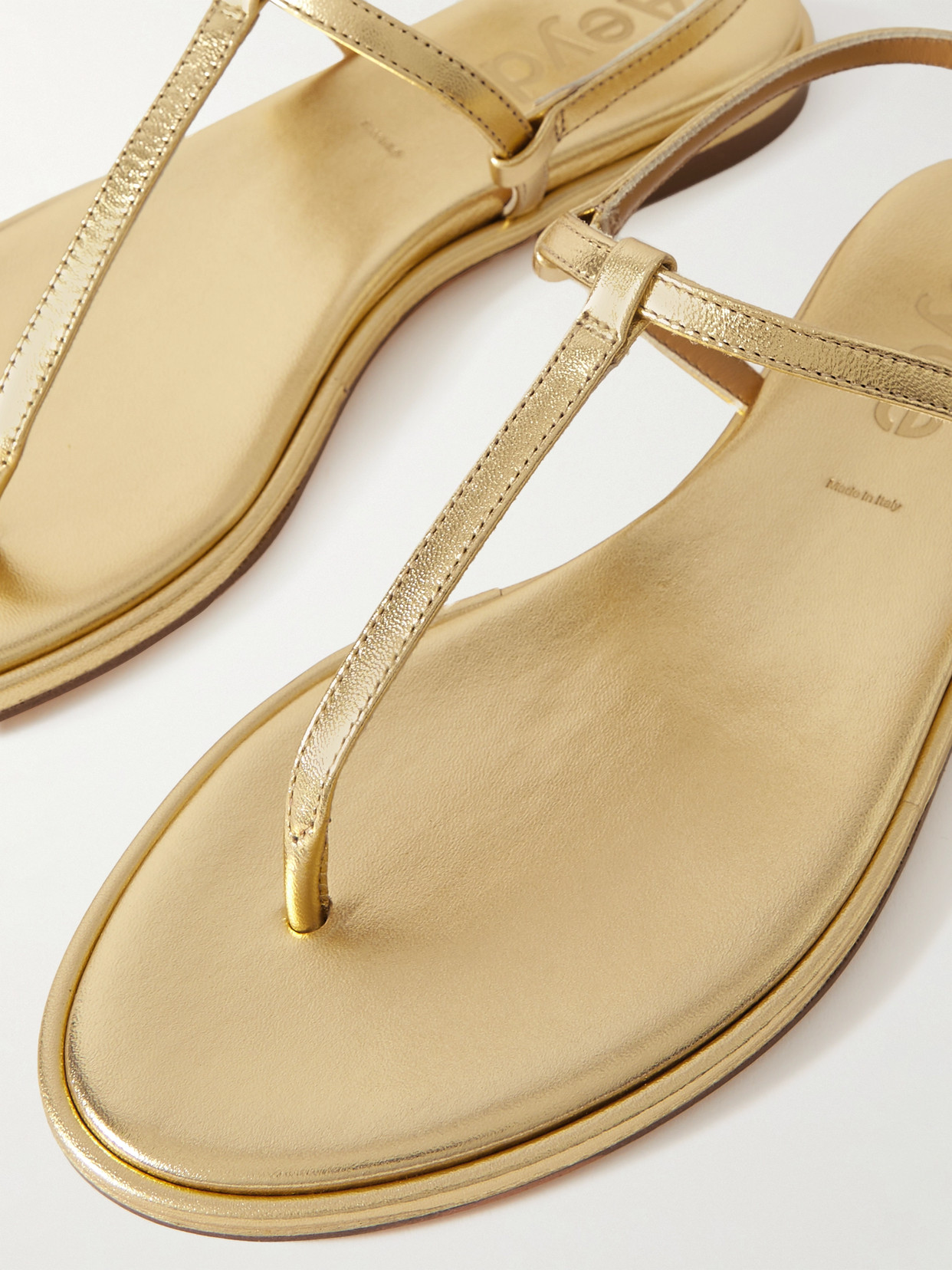 Aeyde Nala Metallic Leather Sandals In Gold