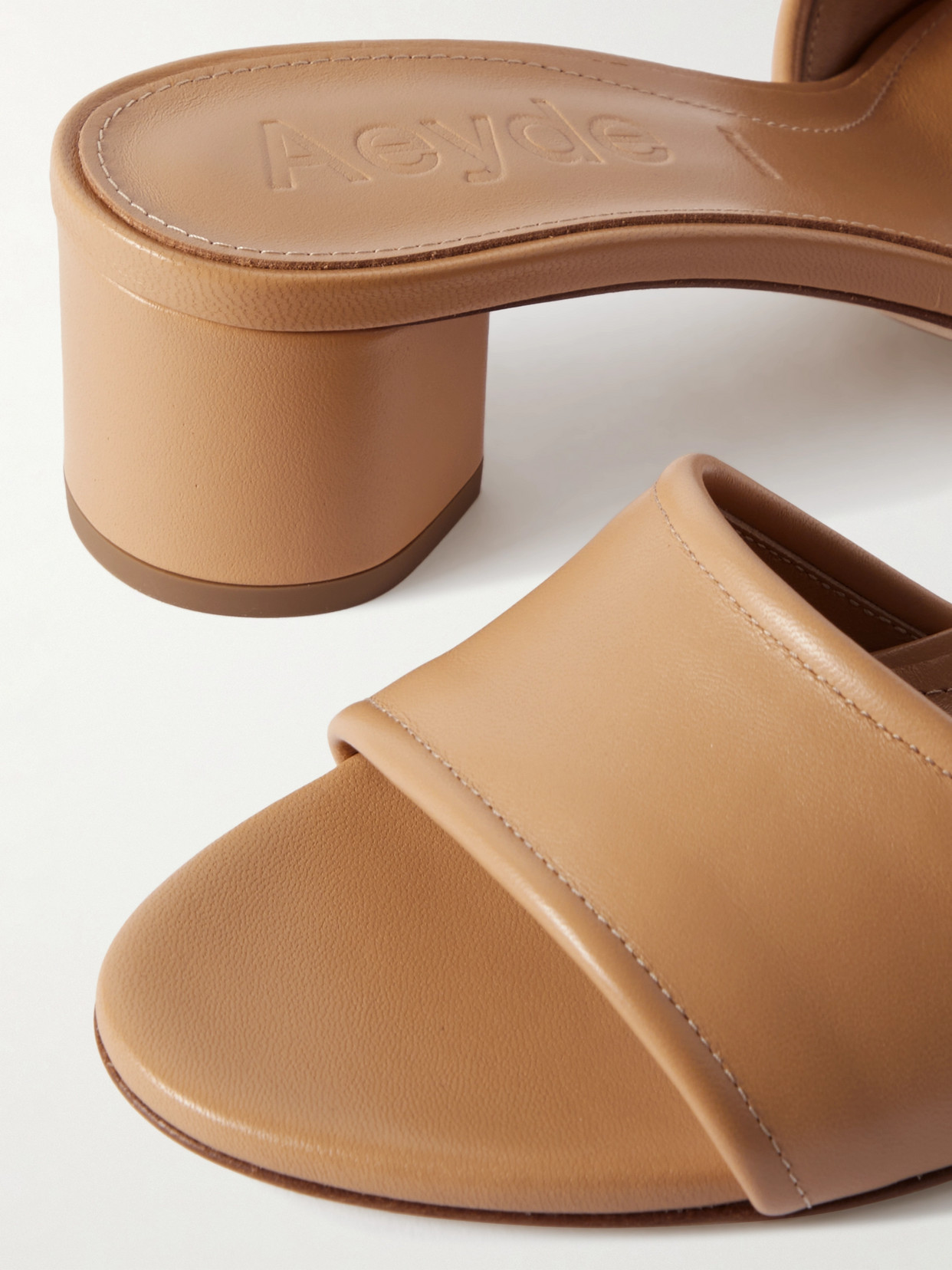 Shop Aeyde Jovia Leather Mules In Neutrals