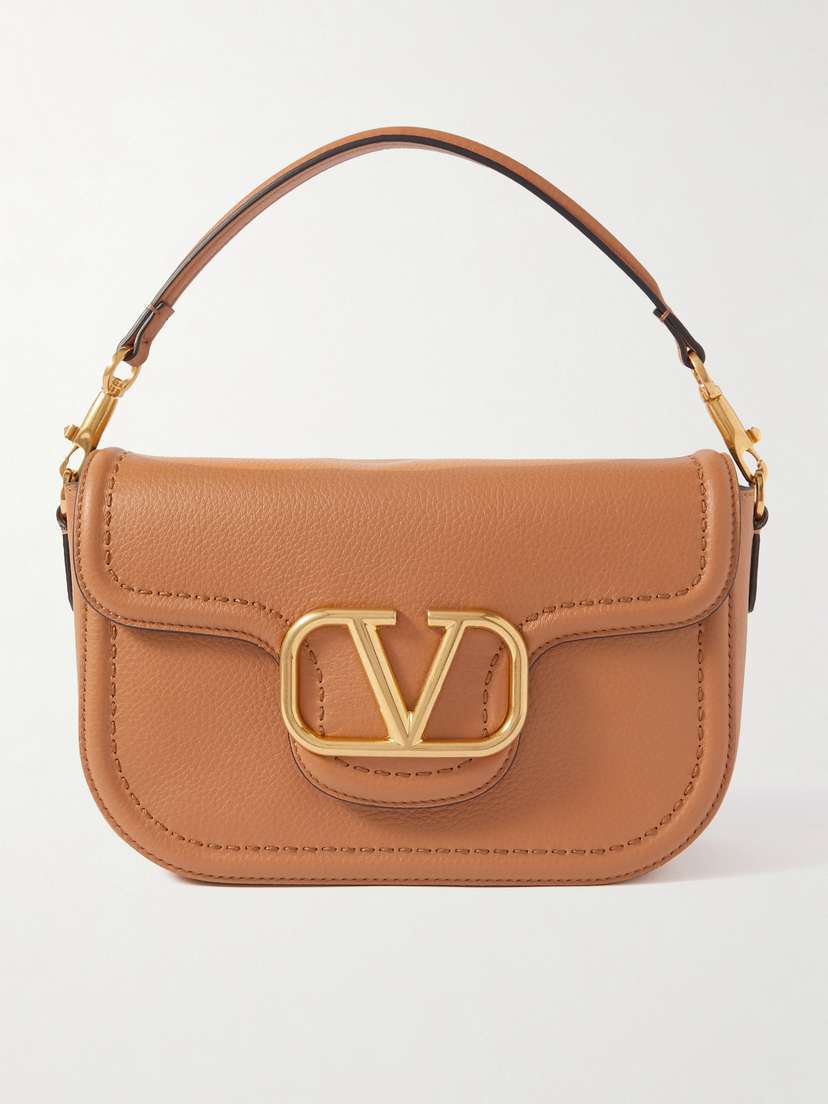 Valentino Garavani Locò Embellished Textured-leather Shoulder Bag