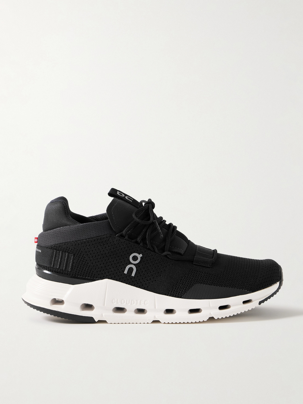 Shop On Cloudnova Felt-trimmed Mesh Sneakers In Black